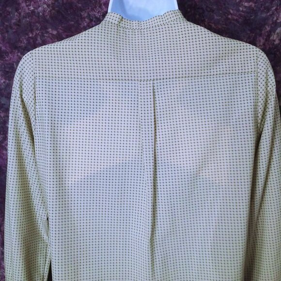Vintage Quality Handmade Silk Blouse Lady(M-10) Hidden ButtonsUp Snaps Dots Tan - Picture 11 of 11